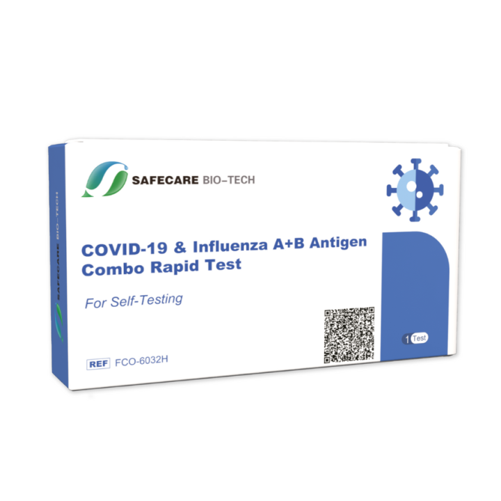 Autotest covid 19 et grippe Safecare bio-tech - boite d'un test