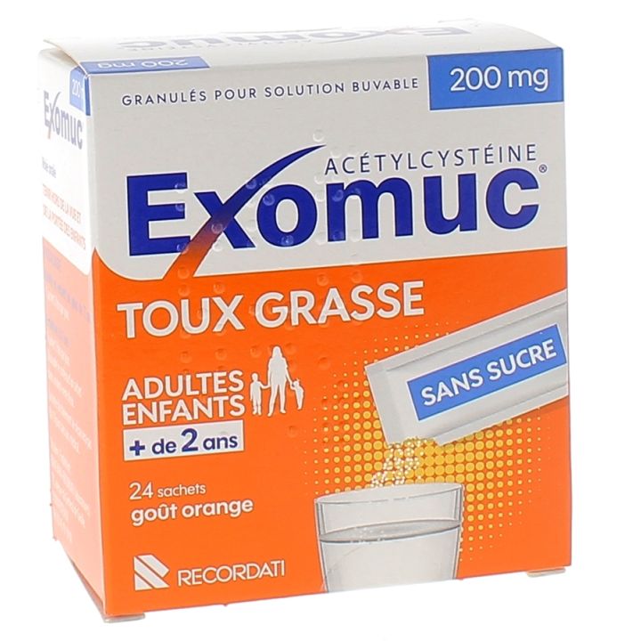Exomuc 200mg granulés pour solution buvable - 24 sachets