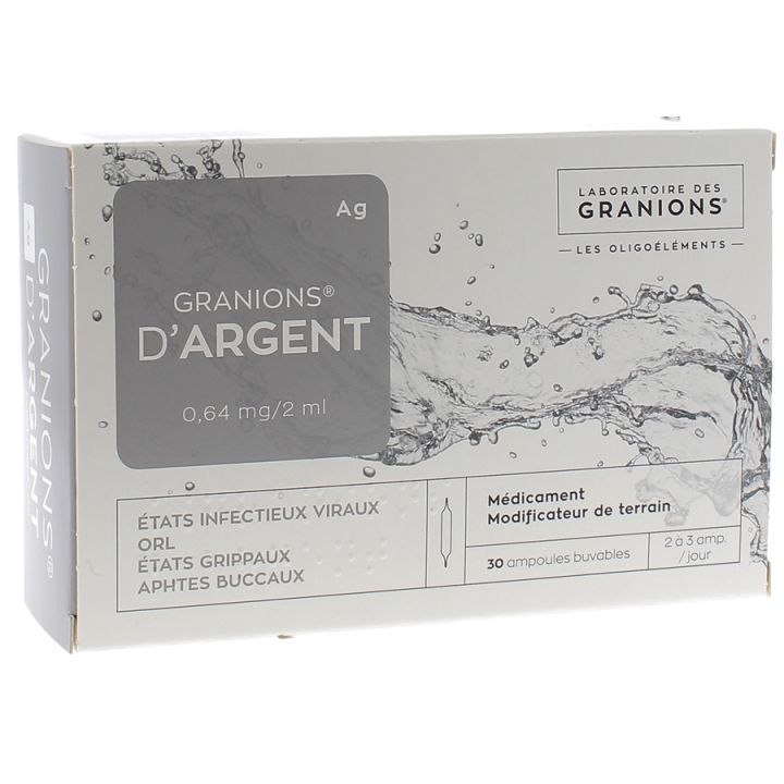 Granions d'argent 0,64mg - Boîte de 30 ampoules de 2ml