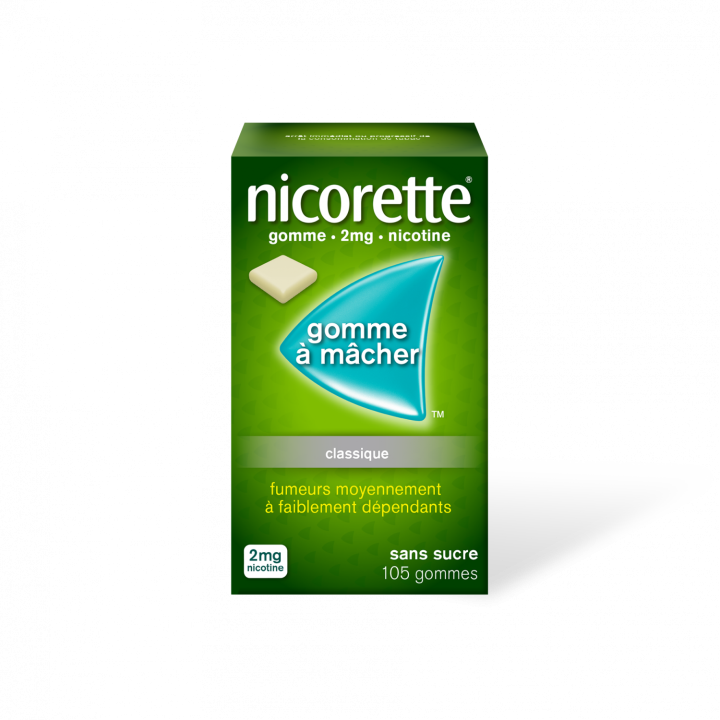 Nicorette 2mg sans sucre gomme à macher - boite de 105 gommes