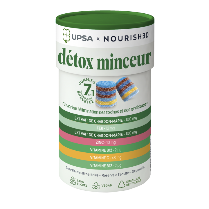 Gummies détox minceur 7en1 Upsa x Nourished - boite de 30 gummies