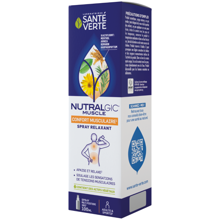 Nutralgic muscle Spray relaxant confort musculaire Santé Verte - spray de 100 ml