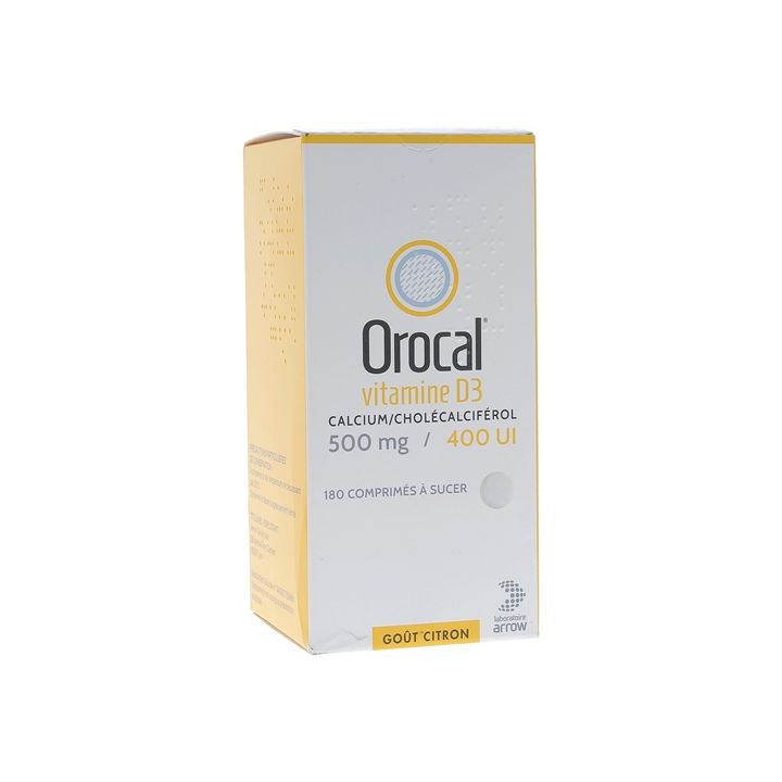 Orocal Vitamine D3 500mg/400 U.I - 180 comprimés à sucer