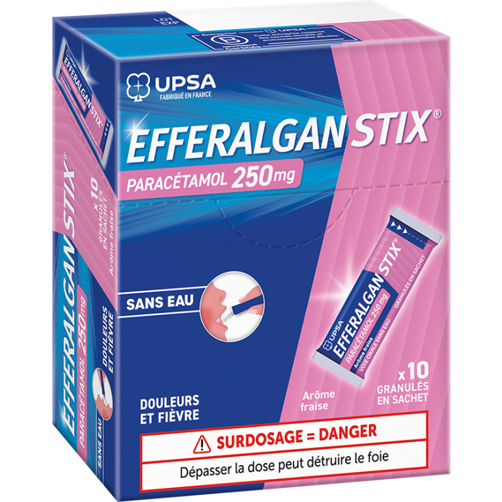Efferalgan 250 mg fraise granulés en sachet - boite de 10 sachets