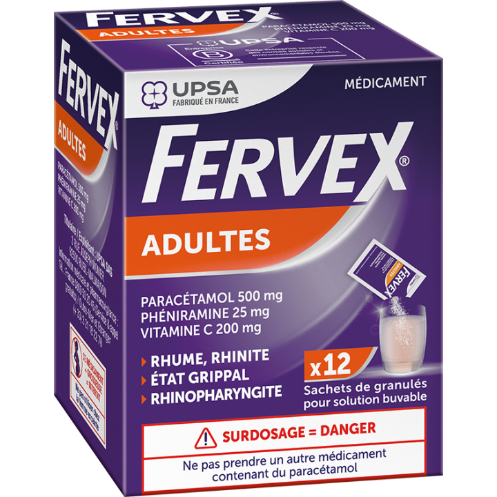 Fervex adultes granulés pour solution buvable - boite de 12 sachets 