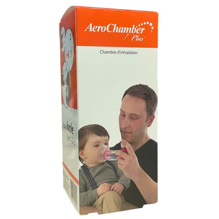 Chambre d'inhalation 0 à 18 mois AeroChamber - boite d'une chambre avec masque