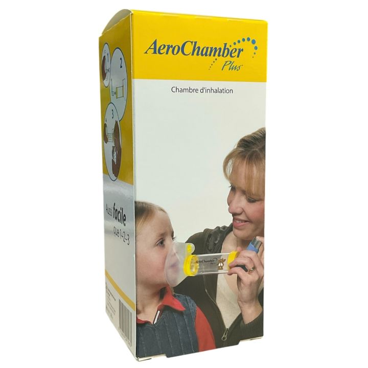 Chambre d'inhalation 1 à 5 ans AeroChamber - boite d'une chambre avec masque