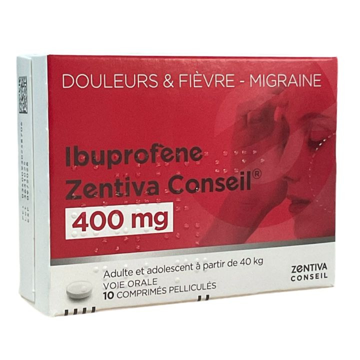 Ibuprofène 400mg Zentiva Conseil - boite de 10 comprimés pelliculés 