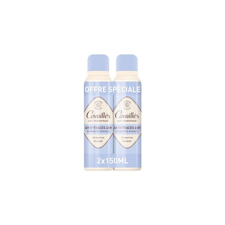 Déodorant anti-traces 48h Rogé Cavaillès - lot de 2 sprays de 150 ml