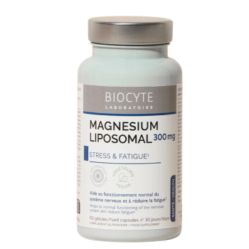 Magnesium liposomal 300mg stress et fatigue Biocyte - pot de 60 gélules