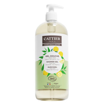 Gel douche Aloe Vera parfum Thé Matcha Yuzu bio Cattier - flacon-pompe de 1L