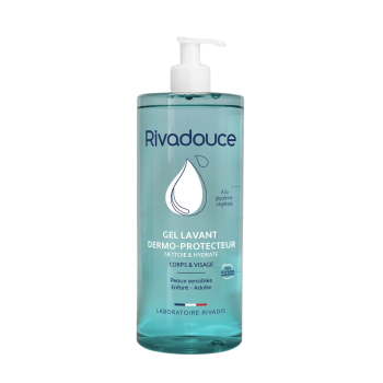 Gel lavant dermo-protecteur peaux sensibles Rivadouce - flacon-pompe de 1L