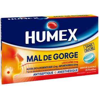 Humex mal de gorge lidocaïne menthe glaciale – 24 pastilles