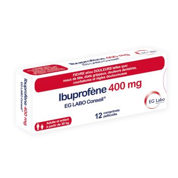 Ibuprofène 400 mg EG Labo Conseil - boîte de 12 comprimés pelliculés