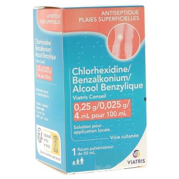 Chlorexidine/Benzalkonium/Alcool Benzylique Viatris - boîte de 100 ml