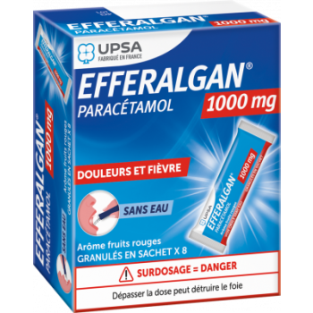 Efferalgan 1000mg arôme fruits rouges granulés en sachet Upsa - boite de 8 sachets