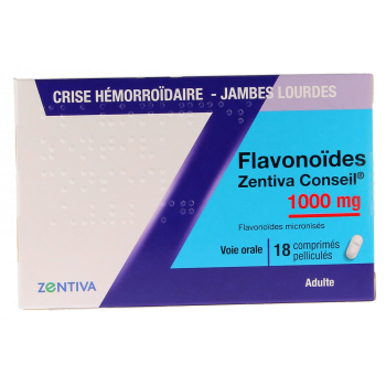 Flavonoïdes 1000 mg Zentiva - boîte de 18 comprimés pelliculés