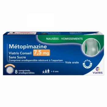 Métopimazine 7,5mg Viatris - boîte de 8 comprimés orodispersibles