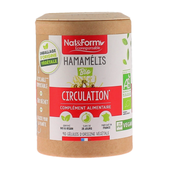 Hamamélis bio Circulation Nat&Form - pot de 90 gélules