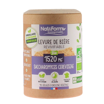 Levure de bière revivifiable bio Nat&Form - pot de 90 gélules