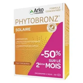 Phytobronz Solaire Arkopharma - boite de 60 capsules offre spéciale