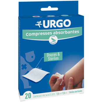 Compresses absorbantes Urgo - compresses par sachets de 2 7,5cmX7,5cm