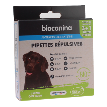 Pipettes répulsives pour chien de plus de 30kg Biocanina - boite de 3 pipettes de 5ml