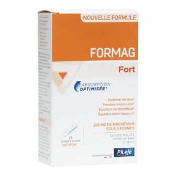 Formag Fort magnésium goût pêche Pileje - boite de 15 sticks