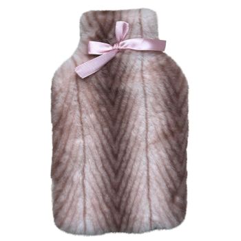 Bouillotte à eau et sa housse fourrure rose Calindoo - 2L