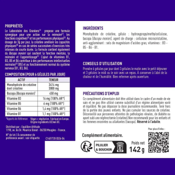 Créatine 3000mg Granions - 180 gélules