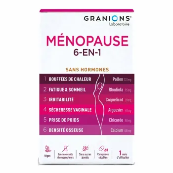 Ménopause 6en1 sans hormones Granions - boite de 60 comprimés