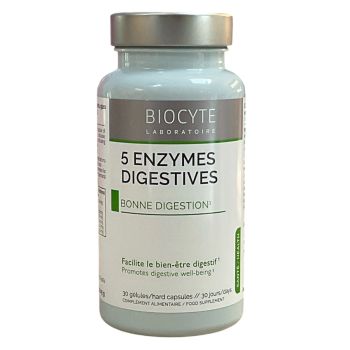 5 enzymes digestives Biocyte - pot de 30 gélules