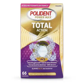 Total Action nettoyant 4en1 pour appareils dentaires Polident - boite de 66 comprimés