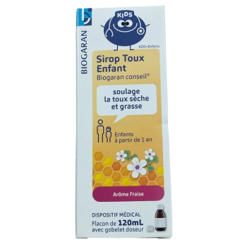 Biogaran conseil Sirop toux enfant ar&ocirc;me fraise - flacon de 120ml