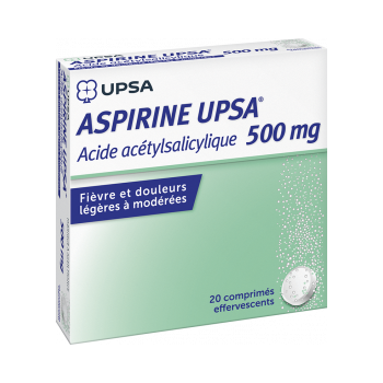 Aspirine 500mg comprimé effervescent Upsa - boite de 20 comprimés