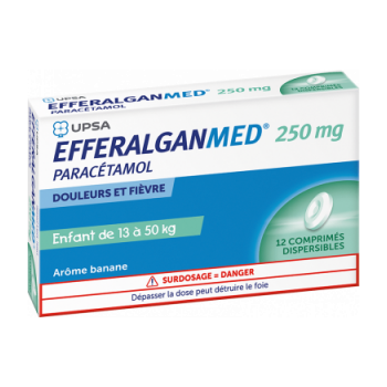 EfferalganMed 250mg enfant goût banane Upsa - 12 comprimés dispersibles