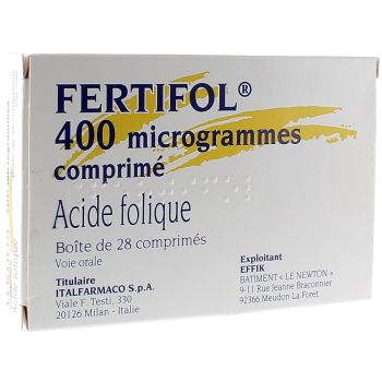 Fertifol 400 microgrammes acide folique - bo&icirc;te de 28 comprim&eacute;s