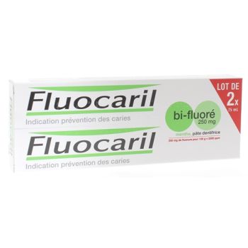 Fluocaril bi-fluoré 250 mg menthe pâte dentifrice - 2 tubes de 75 ml