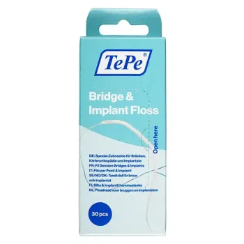 Fil dentaire sp&eacute;cial implants TePe - boite de 30 pi&egrave;ces