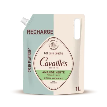 Gel bain et douche amande verte Rog&eacute; Cavaill&egrave;s - &eacute;co-recharge de 1L
