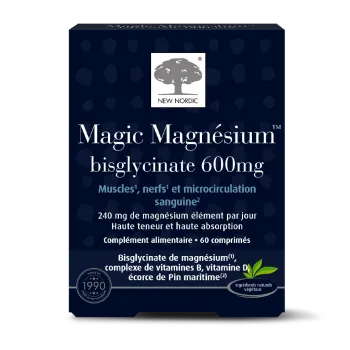 Magic magnésium bisglycinate 600mg New Nordic - boite de 60 comprimés