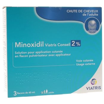 Minoxidil Viatris Conseil 2% - boite de 3 flacons de 60ml