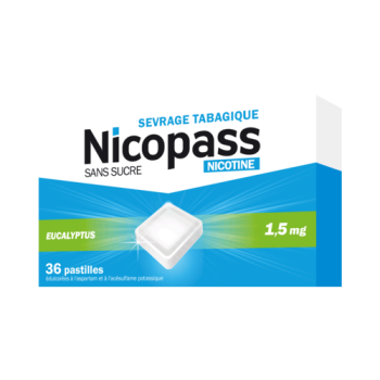 Nicopass sans sucre eucalyptus 1,5mg pastilles à sucer - boite de 36 pastilles