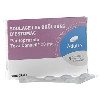 Pantoprazole 20mg Teva Conseil - boîte de 7 comprimés