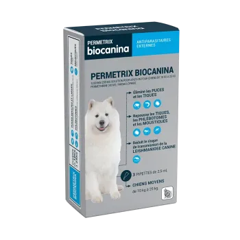 Permetrix solution pour spot-on chien moyen Biocanina - boite de 3 pipettes de 0,4ml