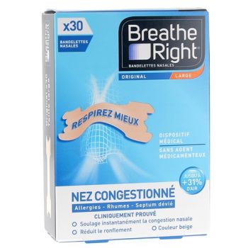 Bandelettes nasales Original Breathe Right - bo&icirc;te de 30 bandelettes