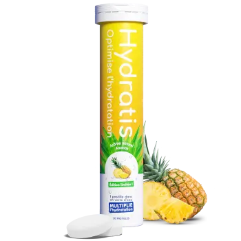 Solution d'hydratation goût ananas Hydratis - tube de 20 pastilles effervescentes