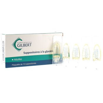 Suppositoires à la glycérine adultes Gilbert - boîte de 10 suppositoires