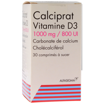 Calciprat Vitamine D3 1000mg/800 U.I - 30 comprimés à sucer