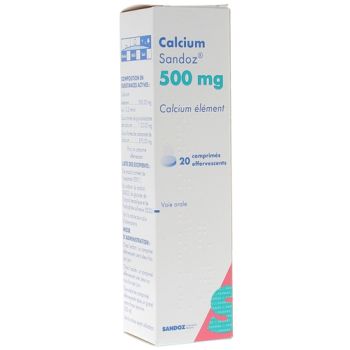 Calcium Sandoz 500mg comprimé effervescent - boîte de 20 comprimés effervescents